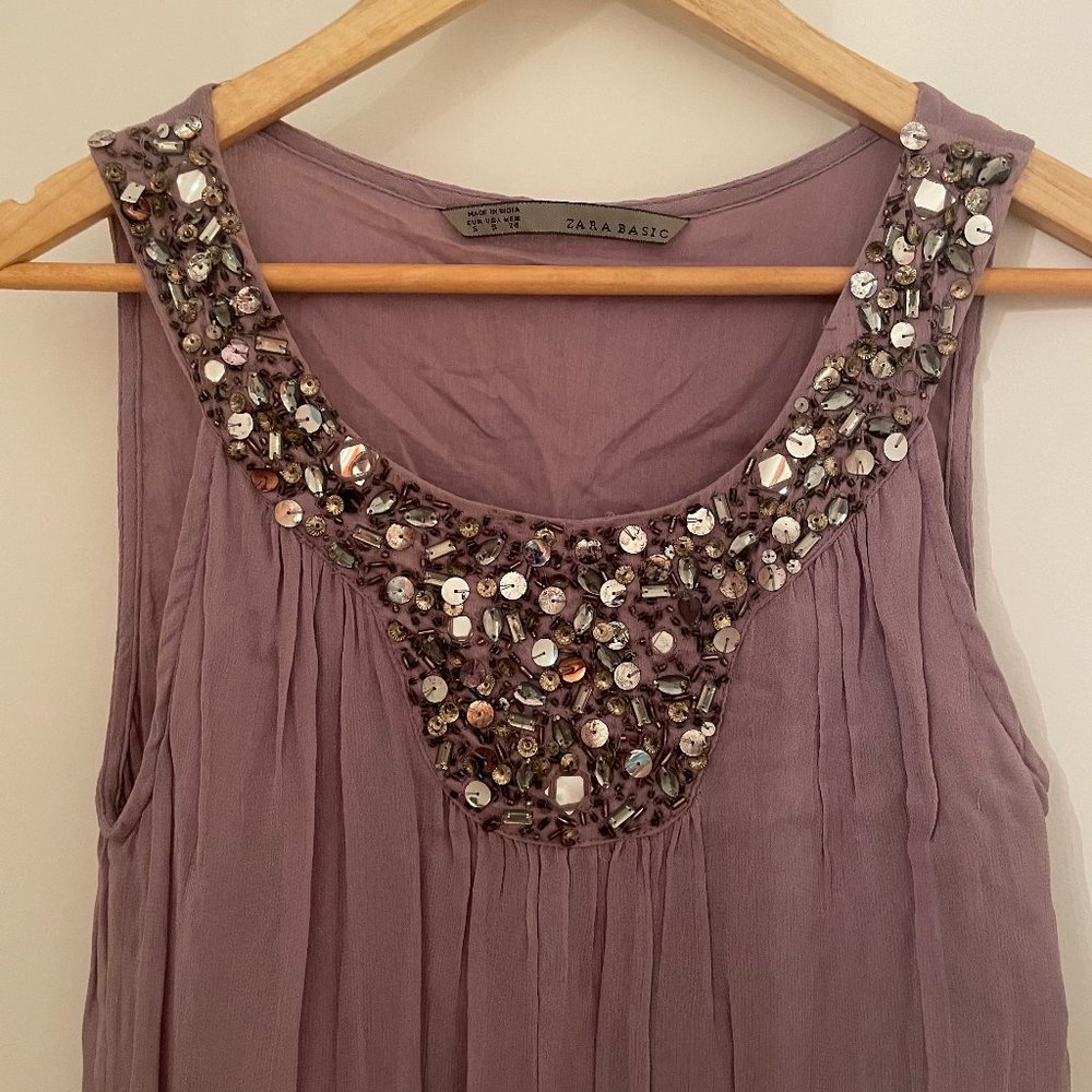 zara // metallic trim mini dress